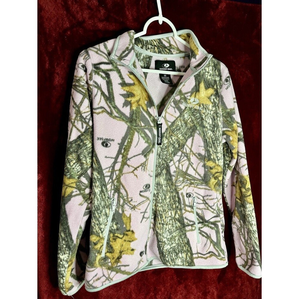 Girls Mossy Oak Full Zip Fleece Camouflage And Pink S(4-6) Long Sleeve